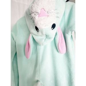 Bunny One piece women's Small Easter fleece cozy hooded rabbit cute costume XS